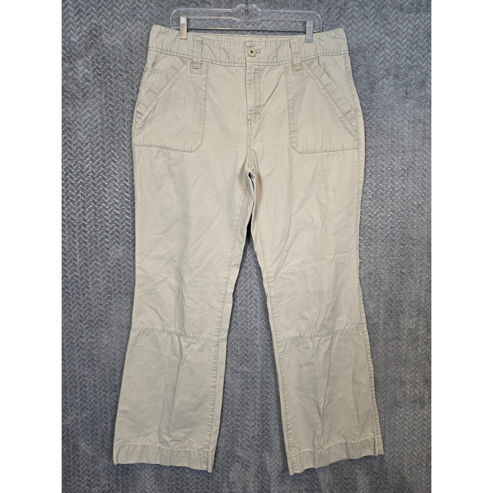 Eddie Bauer‎ Womens Khaki Cotton Cargo Hiking Straight Leg Pants Size 14 Beige